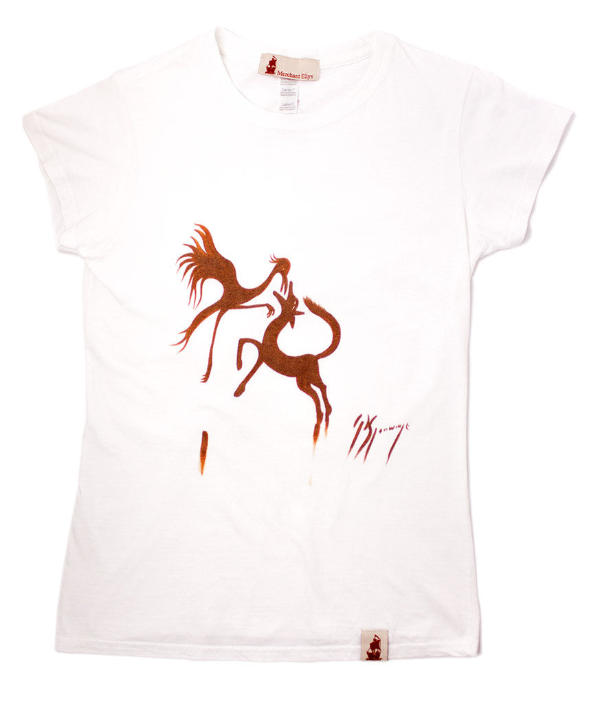 T-Shirt, Red Ochre on White